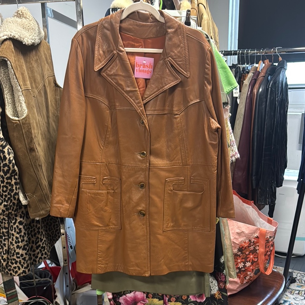 Vintage Brown Leather Jacket Relaxed Fit